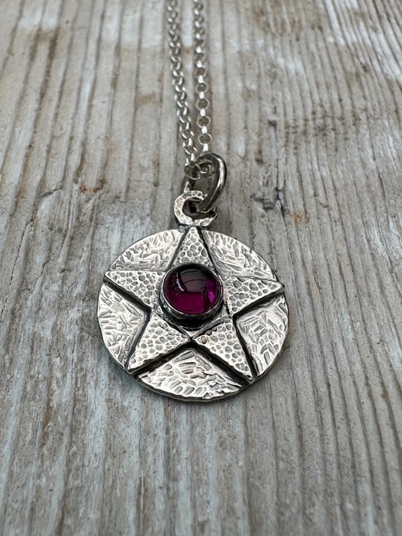Pentagram Pendant with Rhodolite Garnet 