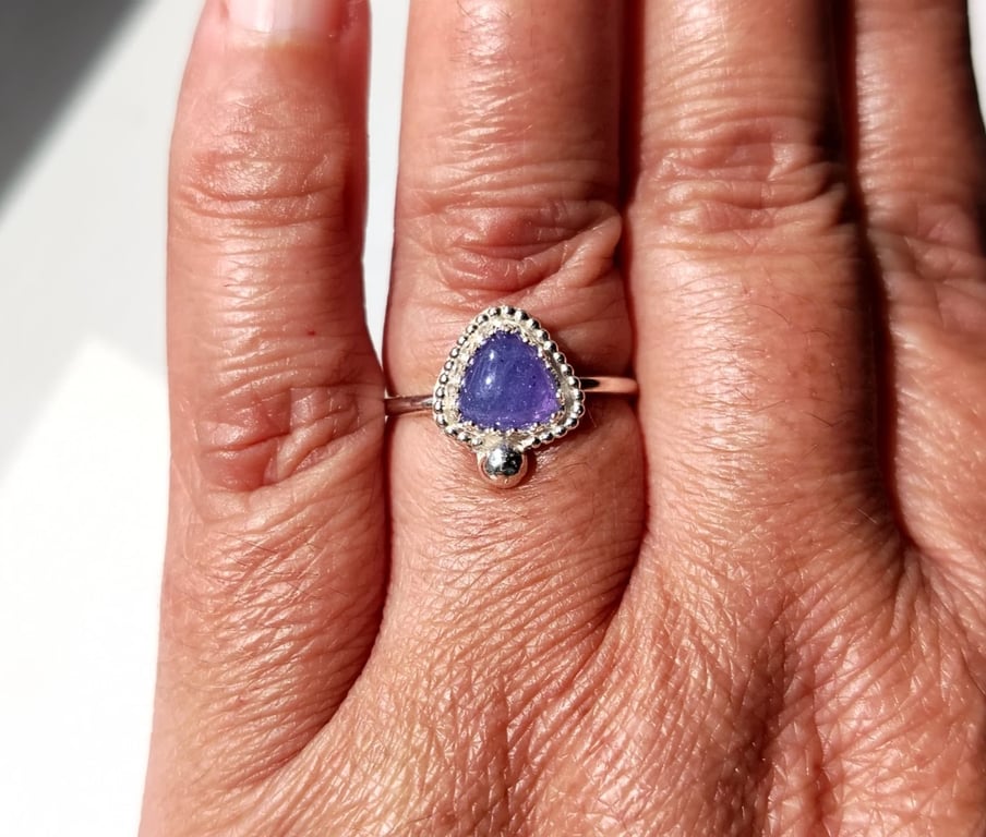 Silver Ring Tanzanite Adjustable Jewellery Gift Recycled Sterling .925