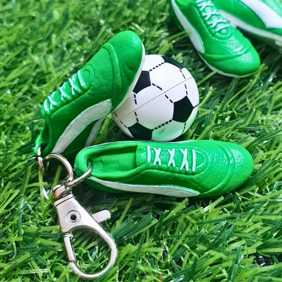 Football Boots Keyring, Soccer Backpack Charm, Keychain For Football Fans, Green