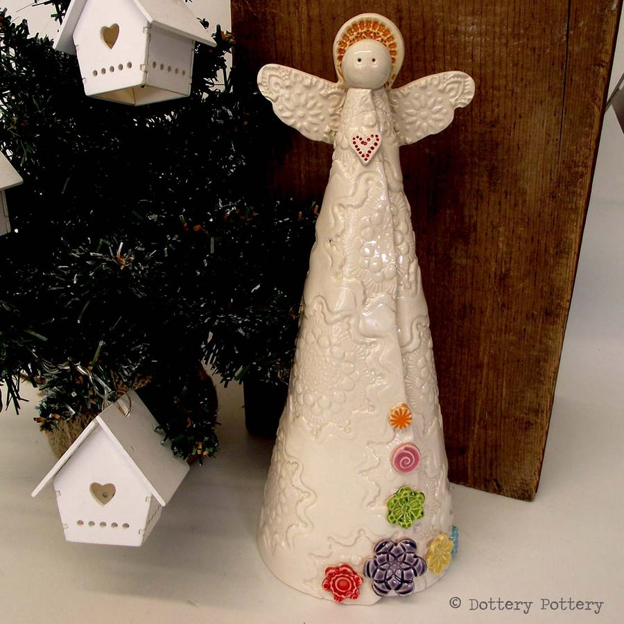 Large Ceramic Angel decoration Pottery ornament Guardian angel Christmas Angel