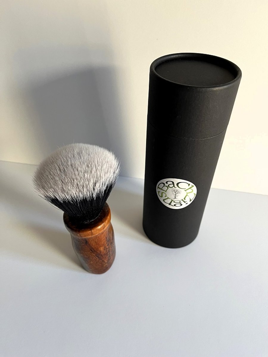 Shaving Brush Handcrafted from a Plum tree root with a Tuxedo Knot (SKU SB12)