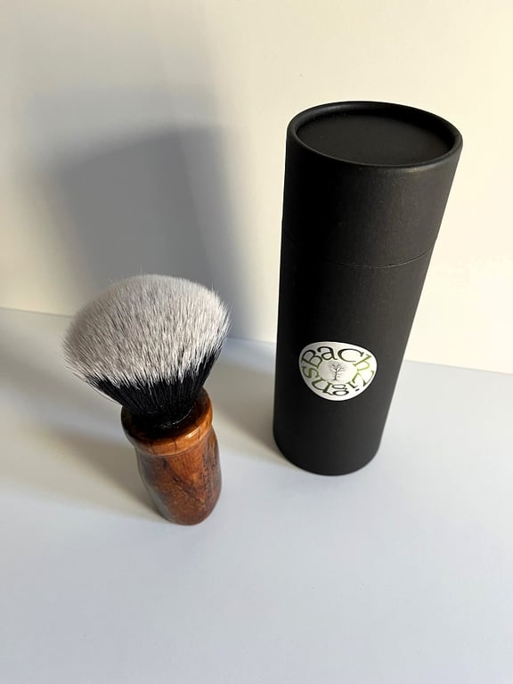 Shaving Brush Handcrafted from a Plum tree root with a Tuxedo Knot (SKU SB12)