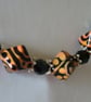 BLACK AND PEACH LAMPWORK NECKLACE - - FREE SHIPPING WORLDWIDE - Image 4