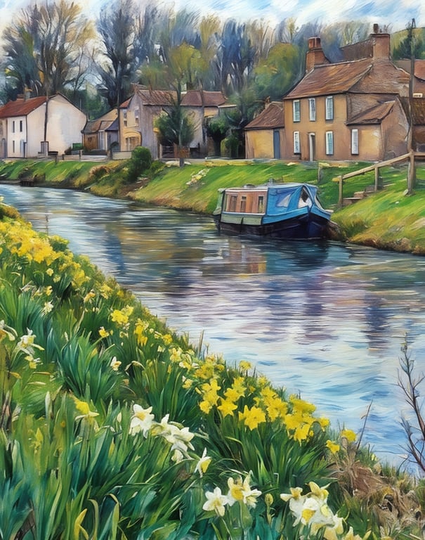 A4 Print Narrow Boat Outwell Norfolk