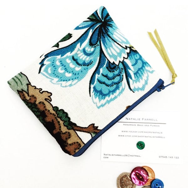 SALE Vintage Floral Print Coin Purse