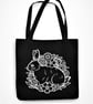 Floral Rabbit Print Tote Bag Eco Friendly Shopping Bag Spring time Easter Bunny  - Image 4
