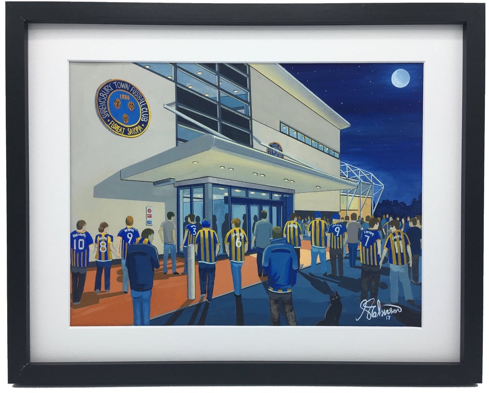 Shrewsbury, Framed & Unframed Town Art Print Football FC New Meadow Stadium Gift