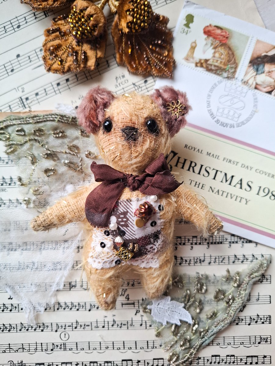 Marzipan - OOAK Teddy Bear Artist, Textile Teddy Doll, Artisan Collectable