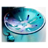 Fused Glass Bowl Round 13.cm Aquamarine Dichroic 042