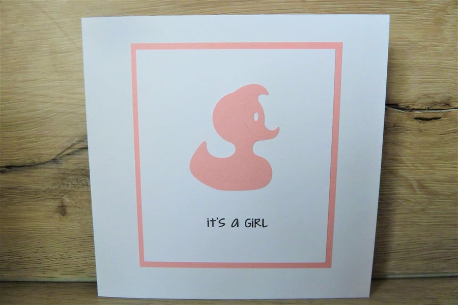 pink duck baby girl card