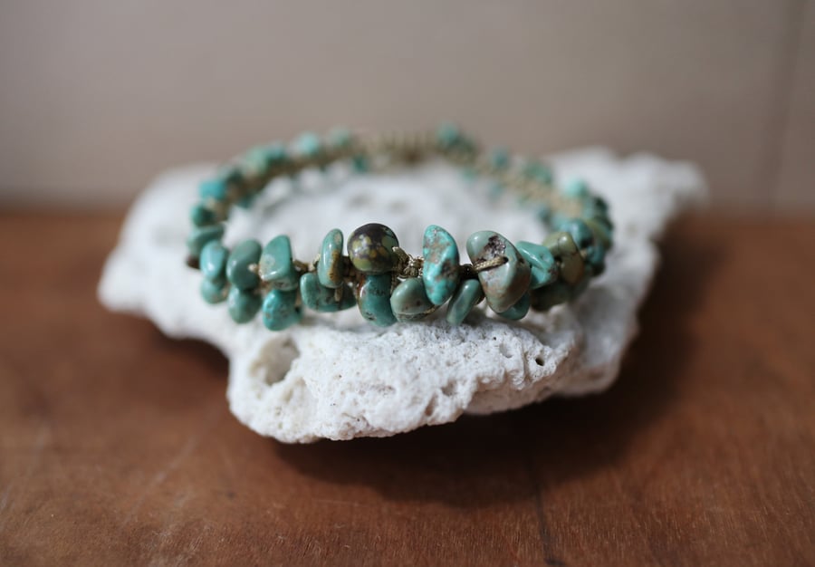 SALE - Turquoise beaded adjustable bracelet