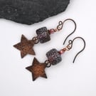 copper star earrings