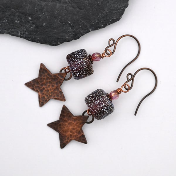 copper star earrings