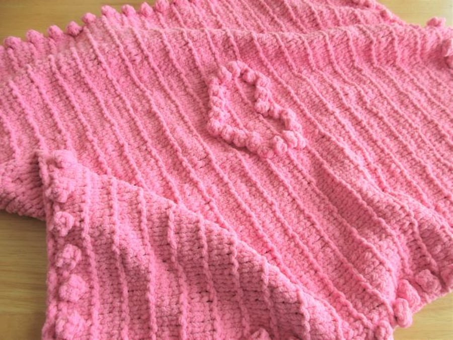 Pink Hearts Baby Pram Blanket