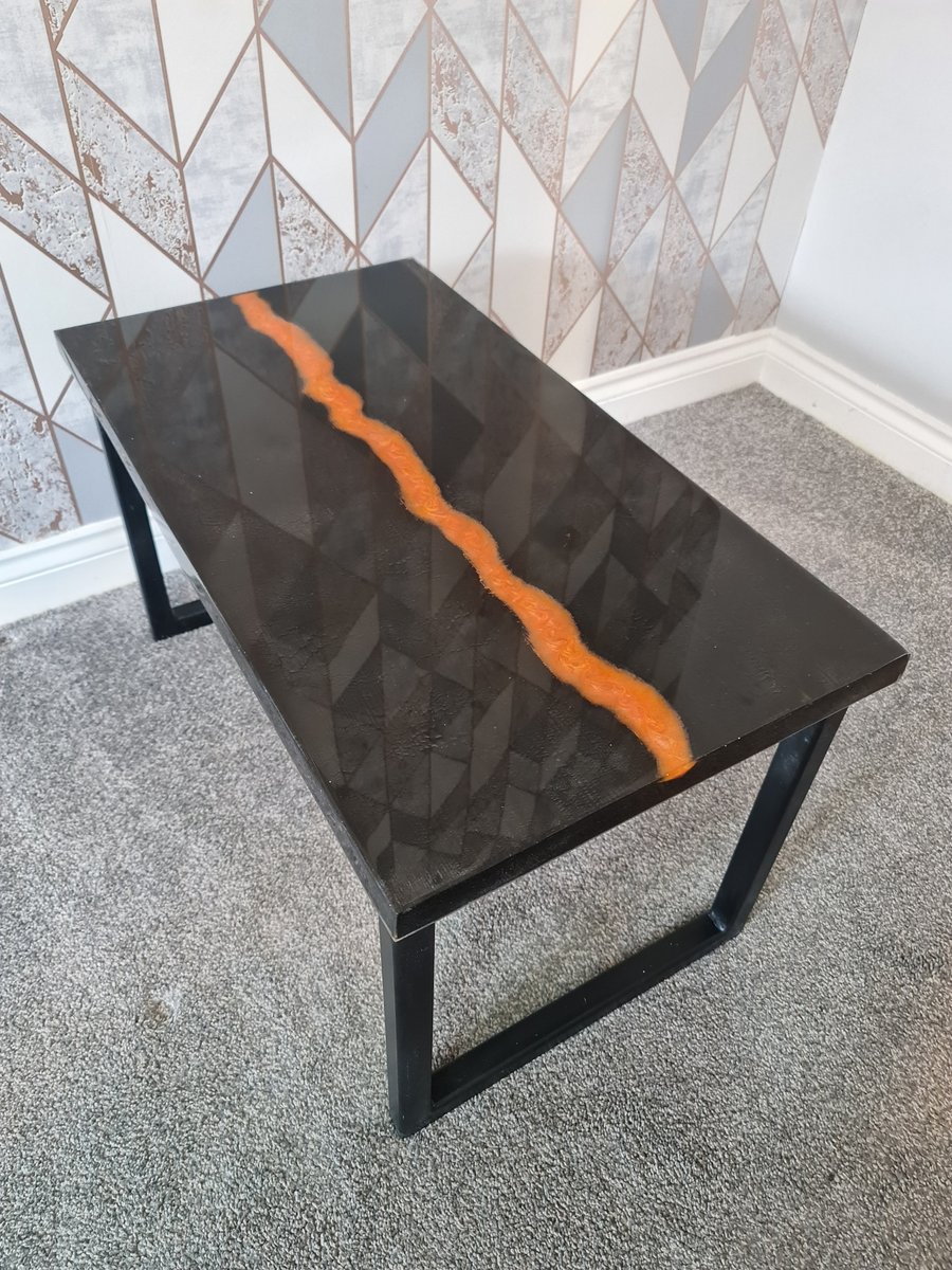 Hand made BespoKelly UK resin Lava Flow table