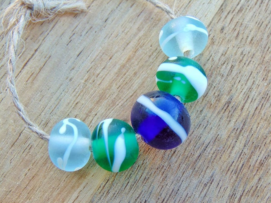 Seaglass Ocean Lampwork Beads White Organic Decoration Beach and Seaside Beads