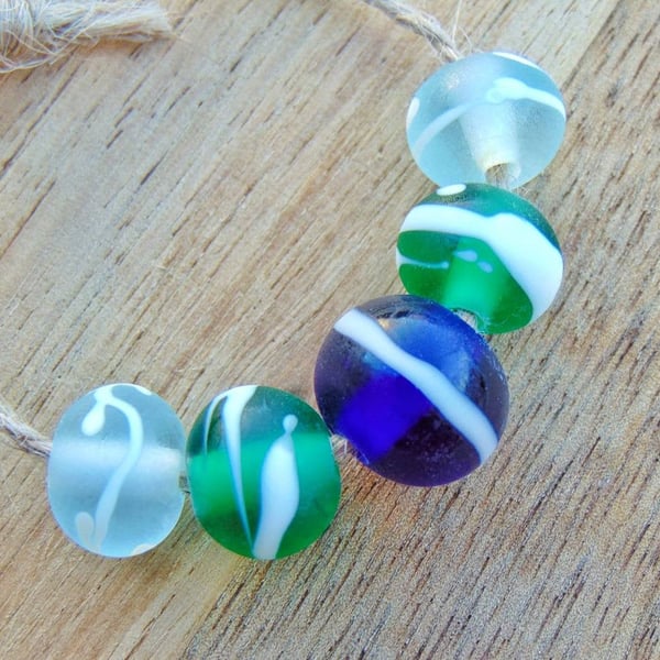 Seaglass Ocean Lampwork Beads White Organic Decoration Beach and Seaside Beads
