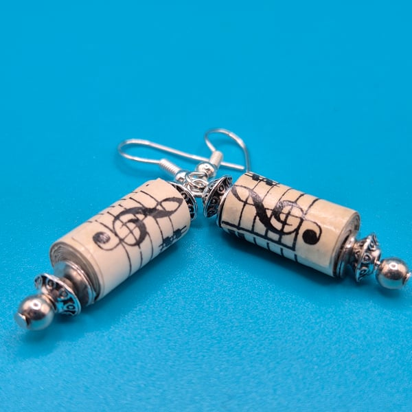Paper beaded Dangling earrings made from recyc... - Folksy