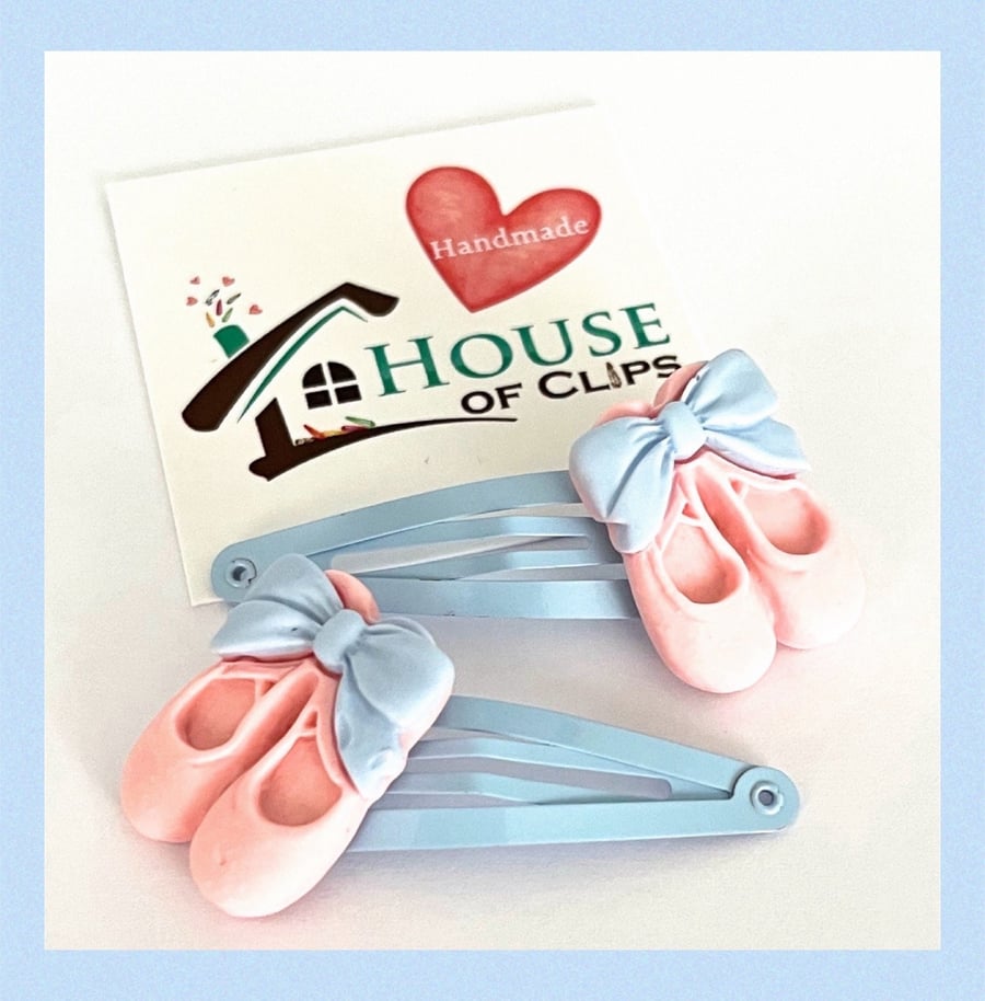 Ballet Hair Clips x2 - Pink Ballet Hair Clips - Ballet Barrettes Crocodile Clips