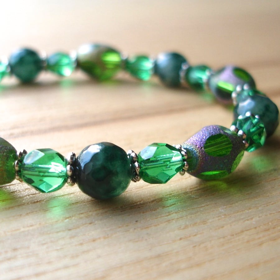 Green Sparkle Bead Bracelet