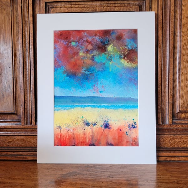 "Lakes edge" original watercolour, abstract seascape