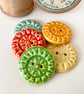 Set of five handmade ceramic buttons