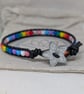 Pride flag beaded bracelet with black leather and star button - Image 9