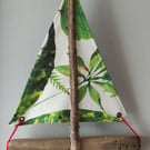 Driftwood floral sailboat - wall decoration with hanger