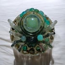 Moonstone & Green Aventurine Spider Sculpture – Gothic Witchy altar décor 