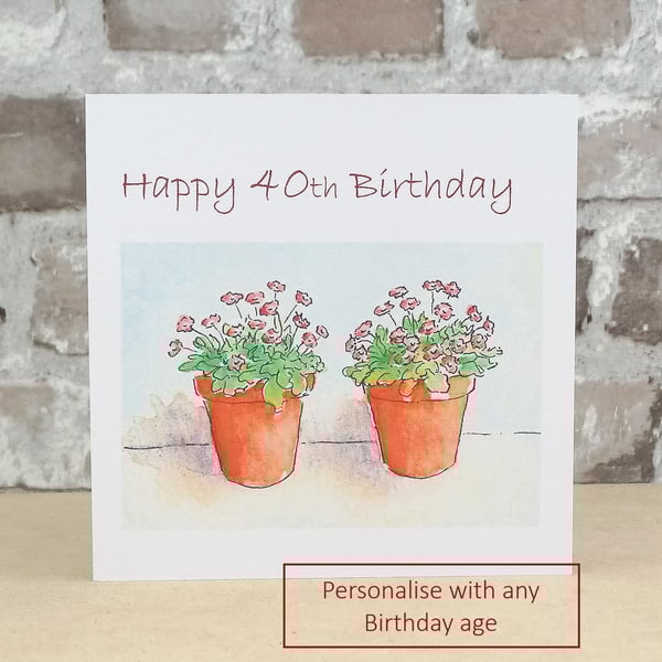 Birthday Card Fairy Flower Pot - Personalised with 'any' Birthday age