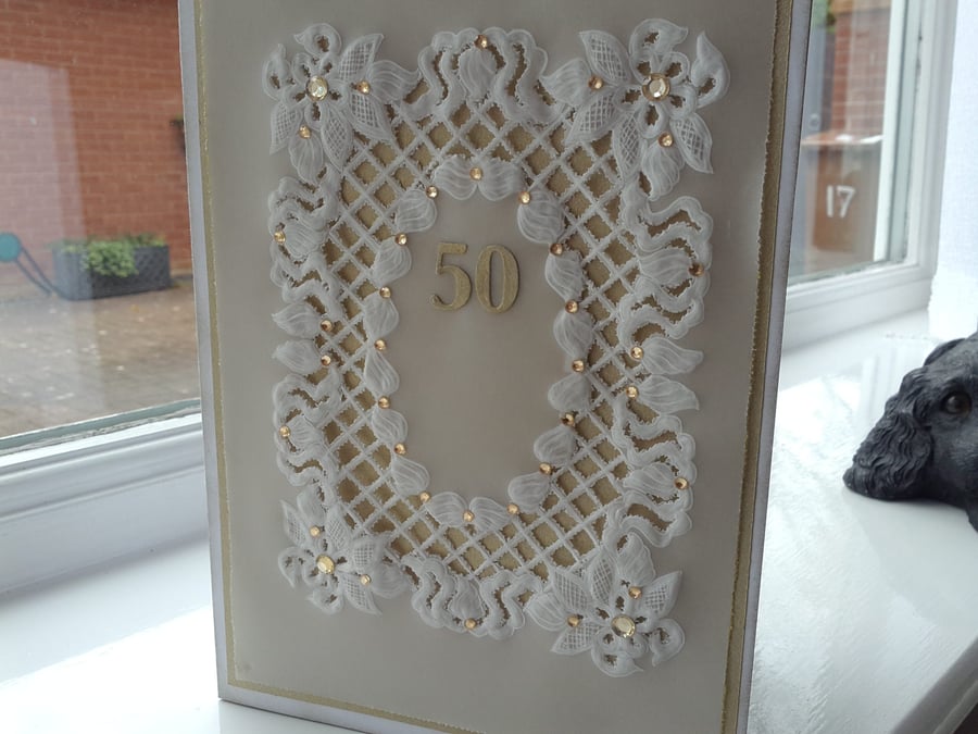 Special parchment golden wedding Anniversary card