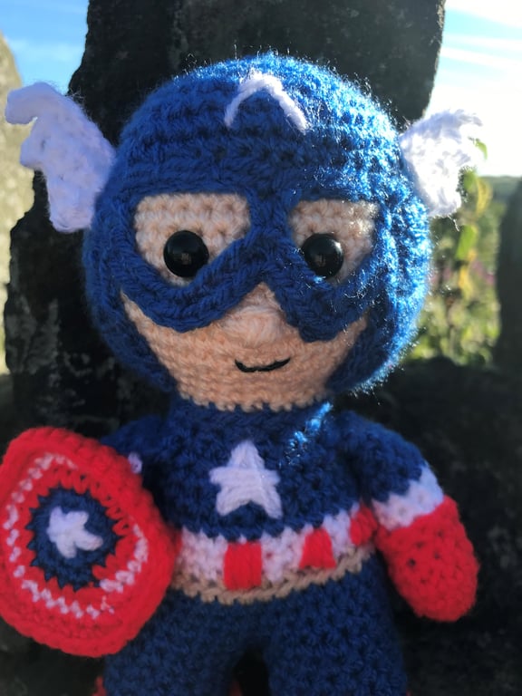 Captain America Crocheted Doll Super Hero Avengers