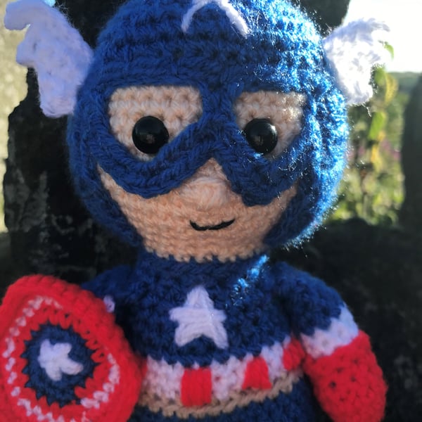 Captain America Crocheted Doll Super Hero Avengers