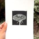'Dandelion Flower II' A5 Graphic Linocut Print on Fine Art Printmaking Paper