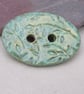 Large Verdigris Green Sprig Oval Handmade Ceramic Button