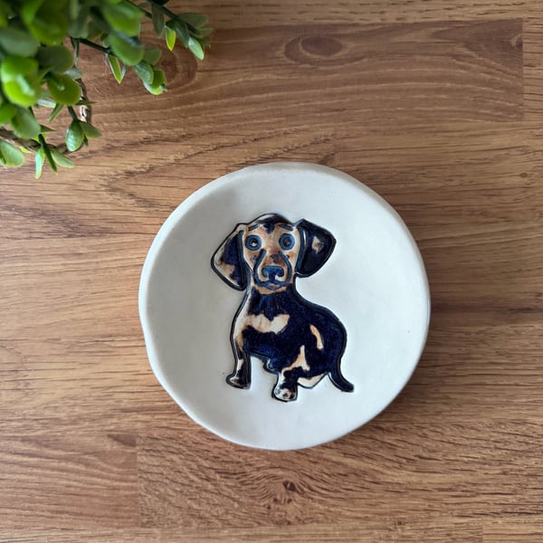 Ceramic Dachshund Trinket dish slight imperfection 