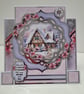 Set of 5 Coordinating Christmas Cards - Pink Poinsettia Snowy Homes - Image 7