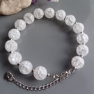 Crackle Crystal Quartz Beaded Gemstone Bracelet, Handmade Jewellery