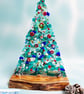Large Textured Fused Glass Christmas Tree - Blues
