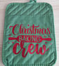 Pot Holder Oven Mitt Christmas Baking Crew Red and Green Kitchen Family Baking