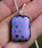 Purple Stars Dichroic Pendant Necklace: Shimmer Fused Glass Mica