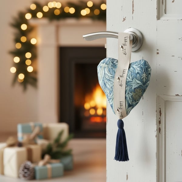 William Morris Fabric Heart Ornament,Christmas Decoration, UK Letterbox Gift
