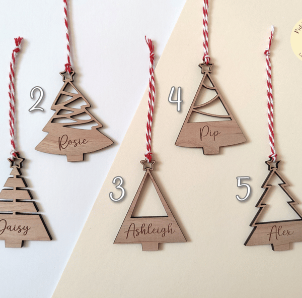 Personalised Christmas Tree Decorations - Custom Wooden Christmas Gift or Tag