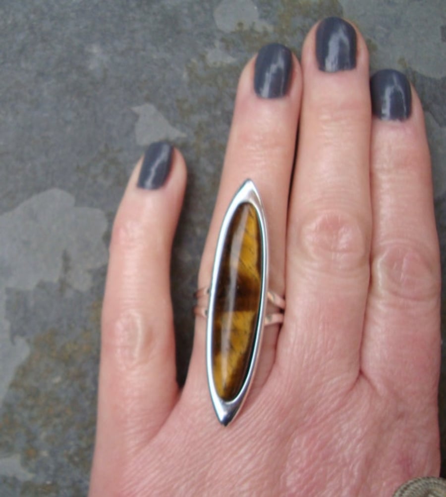 Tiger’s Eye Silver Plated Ring
