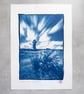 Cowper's Cross, Ilkey Moor - Cyanotype on A4 Watercolour Paper