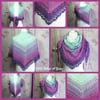 Crochet lightweight purple pink and green 100% cotton shawl. Crochet shawlette.