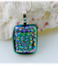 Dichroic Glass Pendant 268 Emerald Sparkle Compact silver plated chain - Image 1