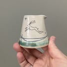 Ceramic handmade pourer jug - Hare mustard moon