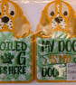 Pair of Coffee Table Doggie Coasters Handmade Embroidered Applique and Quilted 
