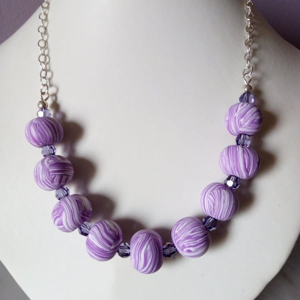 POLYMER CLAY NECKLACE - SWAROVSKI - FREE UK SHIPPING